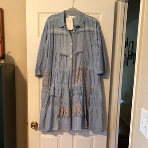 Blue Embroidered Women's Dress